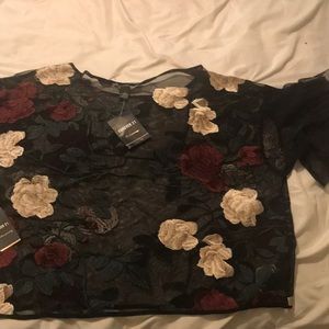 Lace Appliqué Flower Top